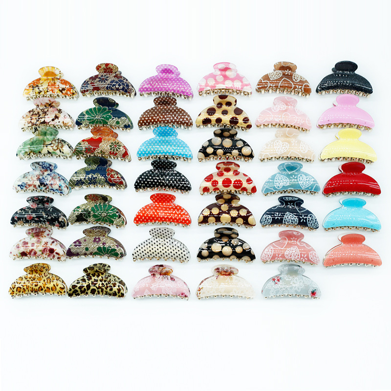 Korean Hair Accessories 7 Cm Acrylic Acetate Clip Women's Small Polka Dot Leopard Plate Hair Clip Wholesale 2 Yuan Store Item Picture
