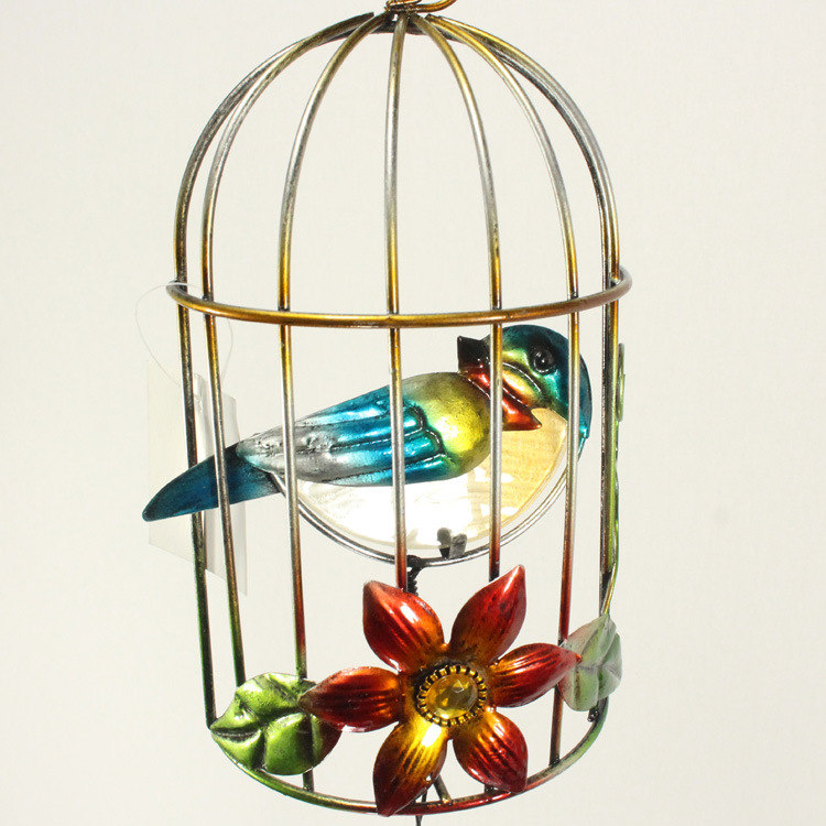 Ironwork Bird Cage Wind Chimes Hanging Decoration Balcony Garden Home Decoration Crafts Zakka Metal Bell Pendants Cross Border Specification drawing