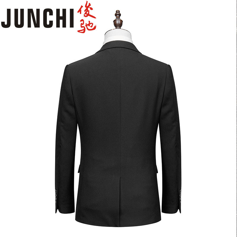 Black men's business suit, Korean-style simple and fitted two-button fashionable waistcoat professional suit set in stock details Picture