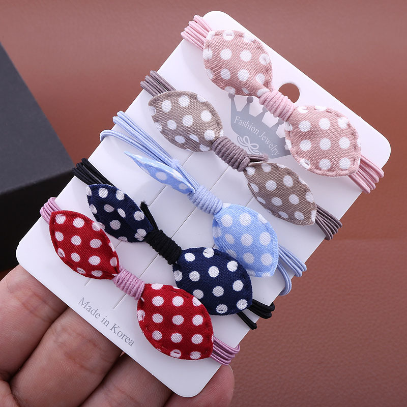 ins hand-tied rubber band Korean style fresh and simple leather rope fabric bow elastic hair band Specification image