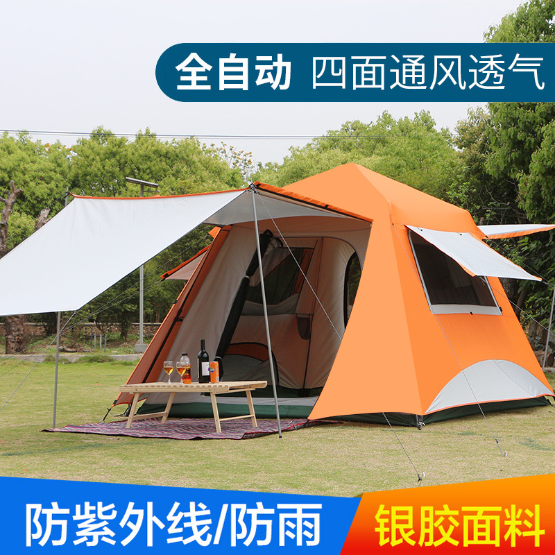 North Camp Tent Outdoor 3-4 person camping double-layer sun protection, waterproof and UV-resistant automatic family camping tent details Picture