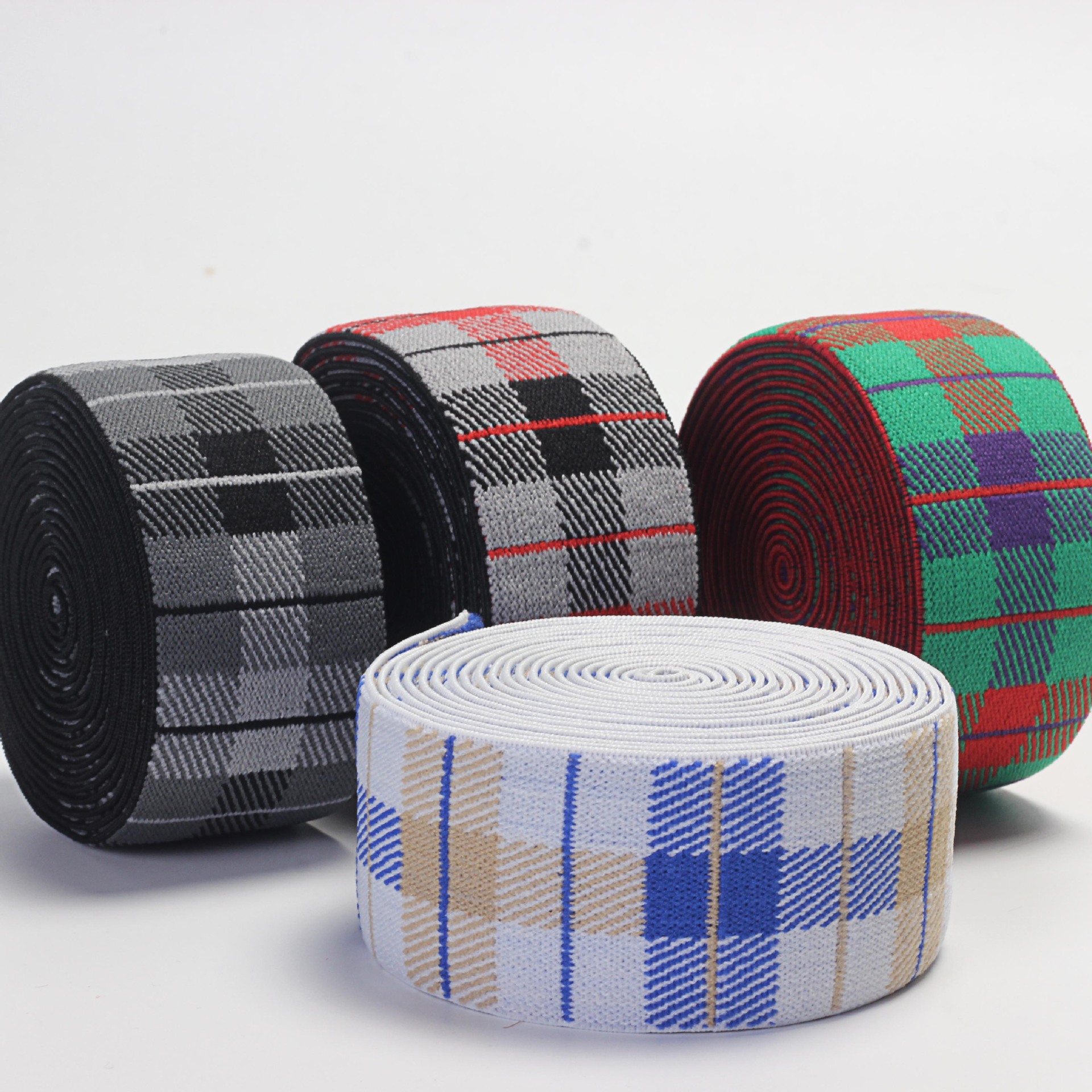 Manufacturers Directly Supply 3.8Cm Color-Matching Scottish Chequer Clothing Underwear Jacquard Elastic Waistband Waistband Specification drawing