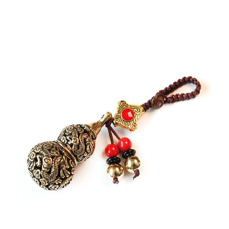Pure copper Chinese-style gourd keychain creative small gifts are selling well. Brass keychain pendants Item Picture