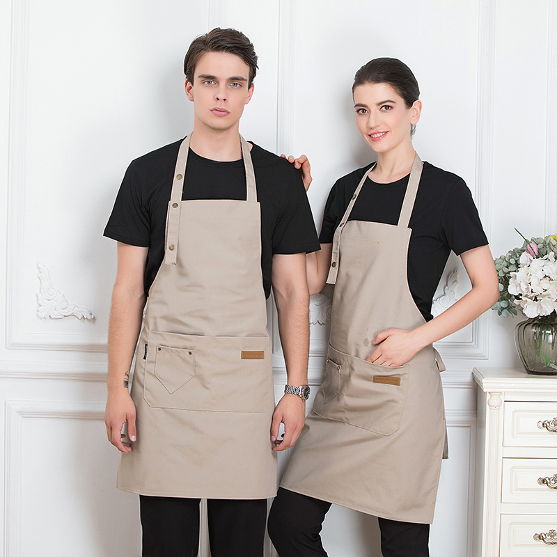 Wholesale Hanging Neck Apron Anti-Oil Work Clothes Milk Tea Coffee Nail Shop Waist Printing Logo Specification drawing