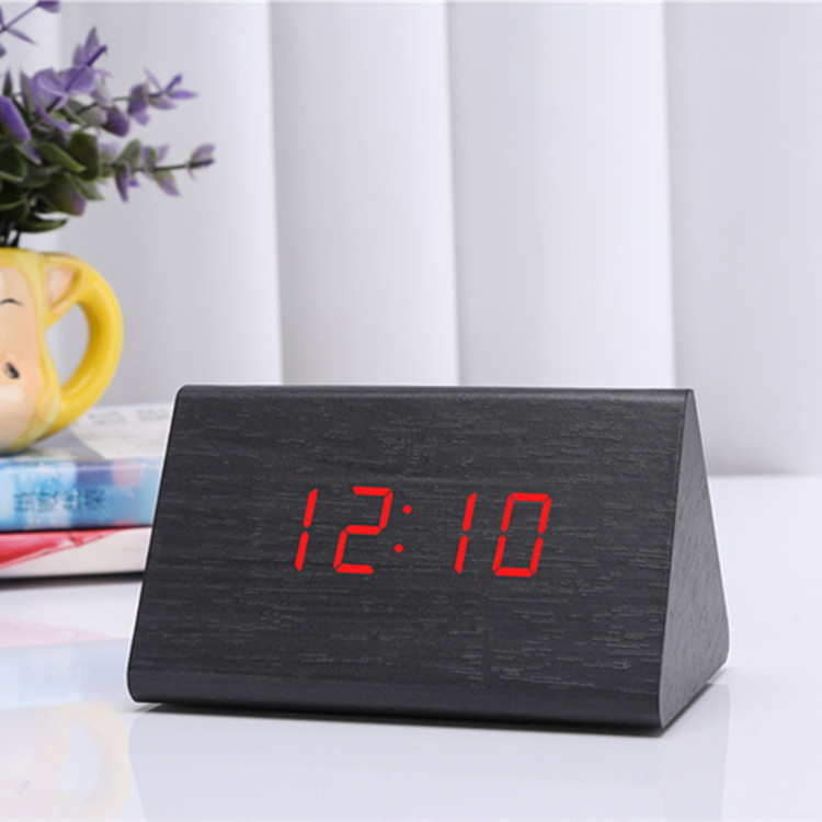 Creative voice-controlled intelligent led wooden clock, luminous electronic alarm clock, multi-functional gift electronic clock manufacturer wholesale