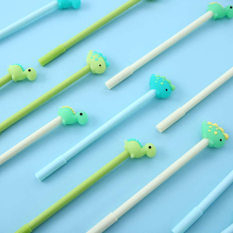 Korean version silicone cartoon silicone gel pens, small dinosaur animal silicone gel head gel pens, 36 pieces in a box, signature pens Specification image