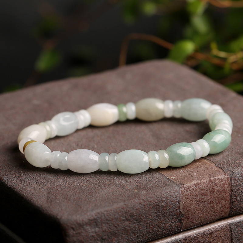 Natural jade bracelet, 7*9mm jade bead bracelet, fashionable couple design for men and women