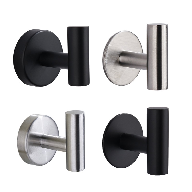 Amazon stainless steel single hook coat hook, no-drilling hook, wall-mounted creative bathroom metal coat hook Item Picture