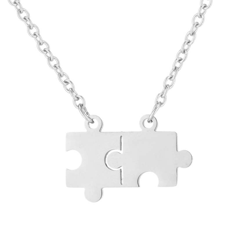 Necklace Women's Jigsaw Necklace Stainless Steel Jigsaw Pendant Necklace Cross-Border Jewelry Wholesale Item Picture