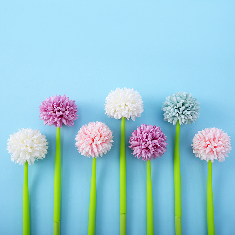 ZF2133 Ping-pong Chrysanthemum Silicone Plastic Flower Premium Gel Pen Creative and Personalized Black Student Office Signature Pen Specification image