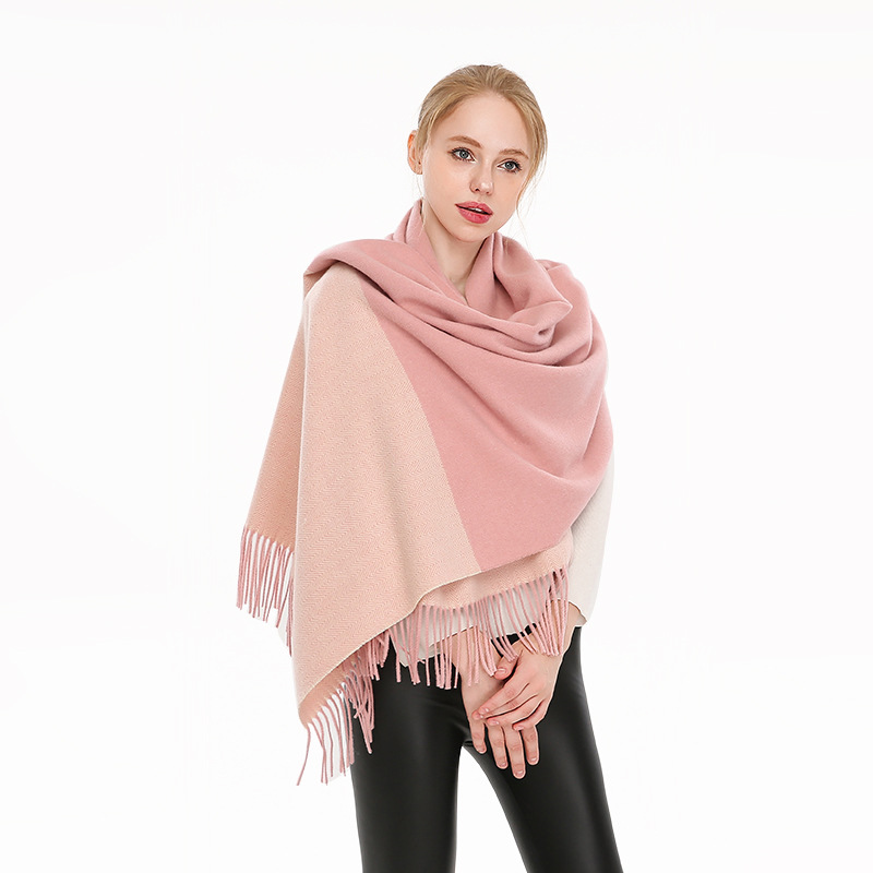 Woolen Scarf New Color Herringbone Female Hair Autumn And Winter Fashion Warm Shawl Europe And The United States Cross-Border Fringe details Picture