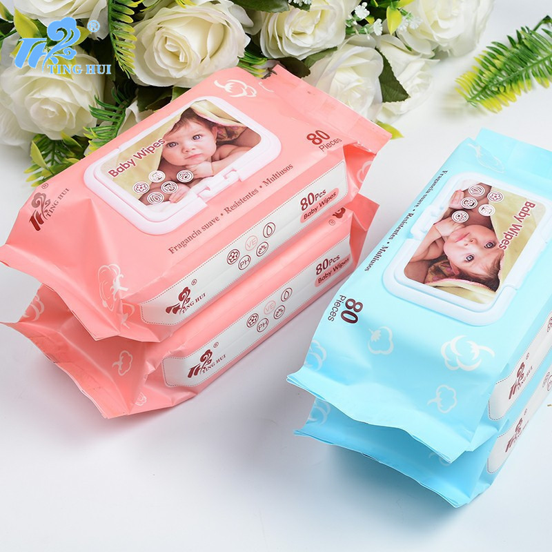 厂家批发湿巾  婴儿80抽儿童宝宝湿纸巾 跨境外贸版带盖湿巾纸