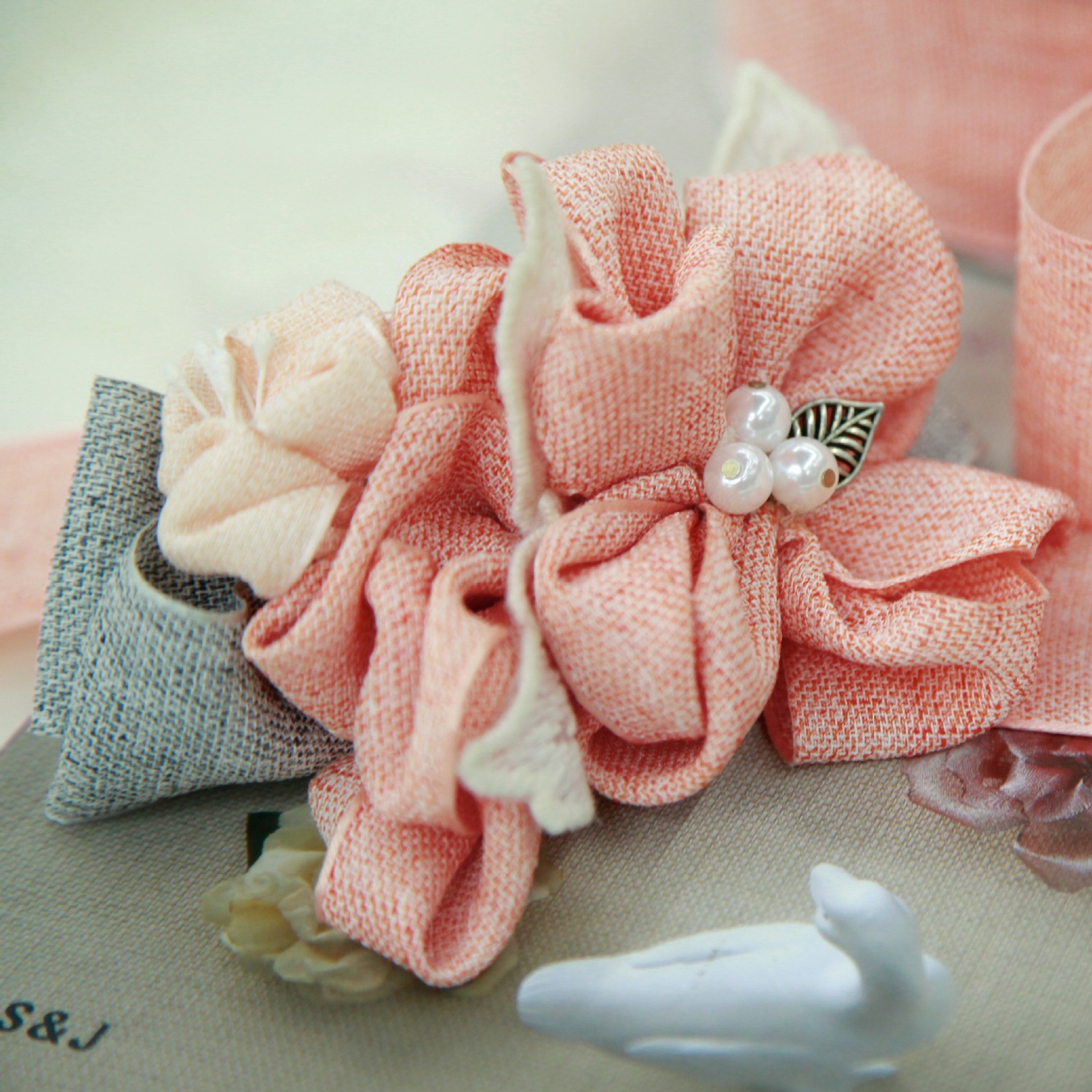 South Korea Imported Webbing Handmade Diy Hair Accessories Bow Accessories Ribbon Cotton And Linen Bow Material Blended Cotton And Linen
