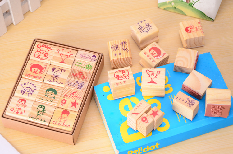 Cartoon Teaching encouragement seal Teacher's Comment Seal Teacher's Comment Seal English version 16 large pieces Specification image