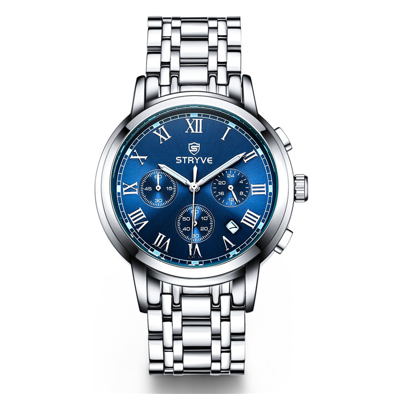 S9601新款STRYVE男士经典手表不锈钢表带跨境热销六针手表详情图2