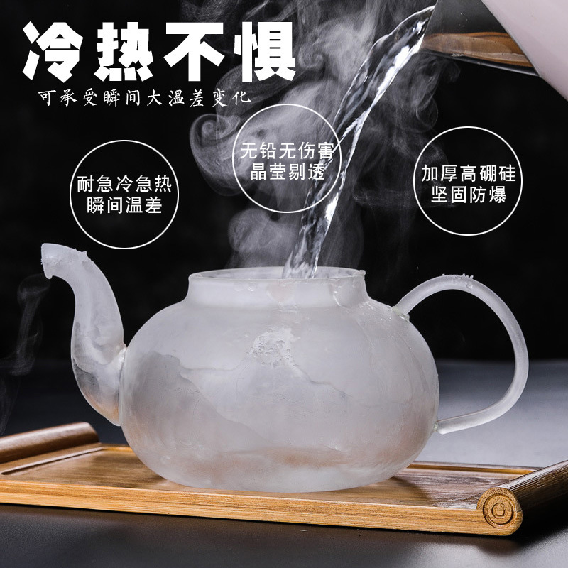 Thickened high borosilicate glass flower teapot set, high-temperature resistant glass teapot for brewing and filtering tea sets Specification image