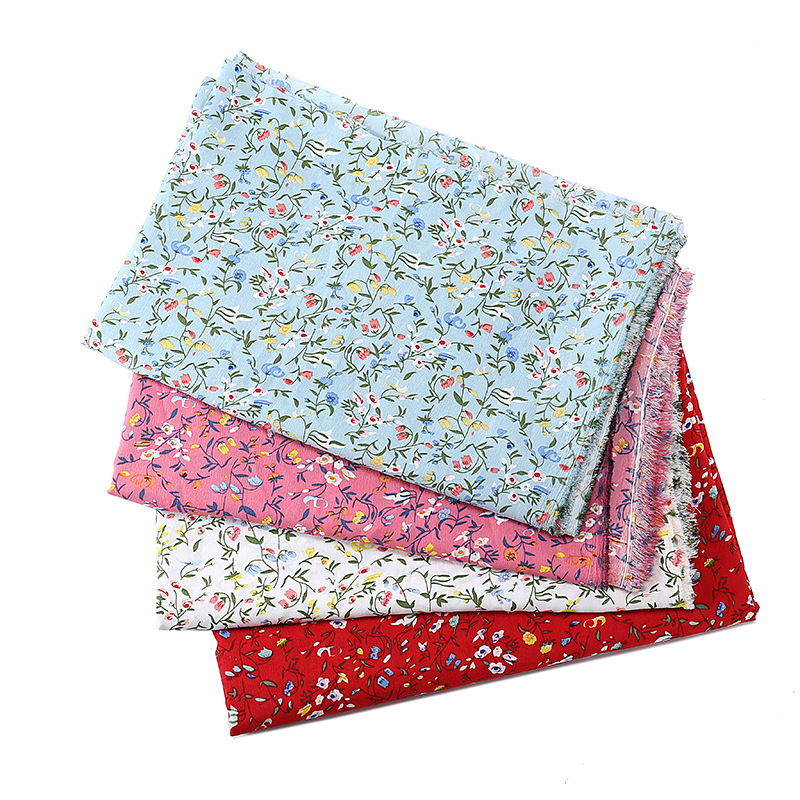 2020 New Summer Chiffon Printed Fabric White Background Printed Polyester Cloth Small Floral Dress Mask Fabric Item Picture
