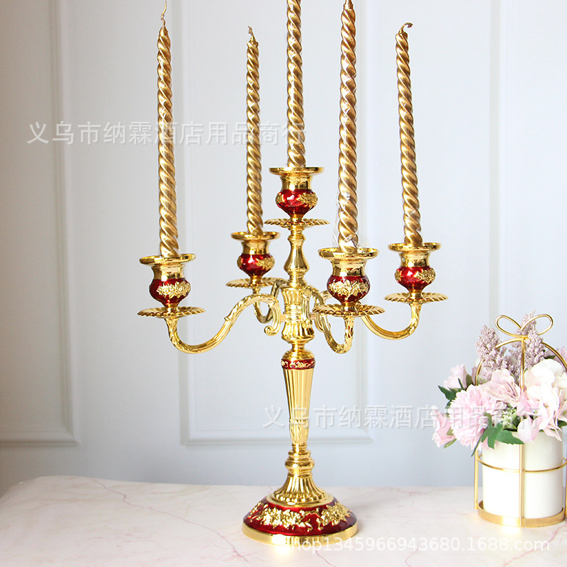 Three Head Five Head Plus Luxury Silver Plated Metal Gold Glue European Alloy Candle Holder Home Hotel Ktv Classic Specification drawing