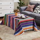 墨西哥桌旗墨西哥毯子派对桌布梭织台布流苏毛毯墨西哥桌布彩条毯