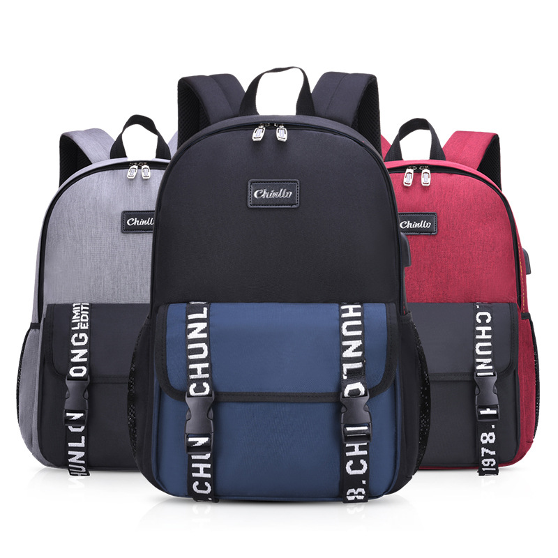 Creative children's and primary school students' schoolbags with charging ports, load-reducing, breathable and wear-resistant double-shoulder schoolbags wholesale Item Picture