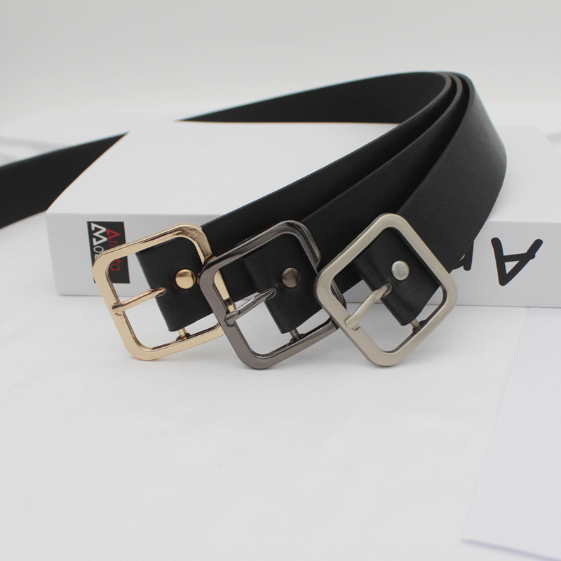 A Korean-style fashionable and versatile retro metal square buckle belt with simple decoration for women. A PU belt for women Specification image