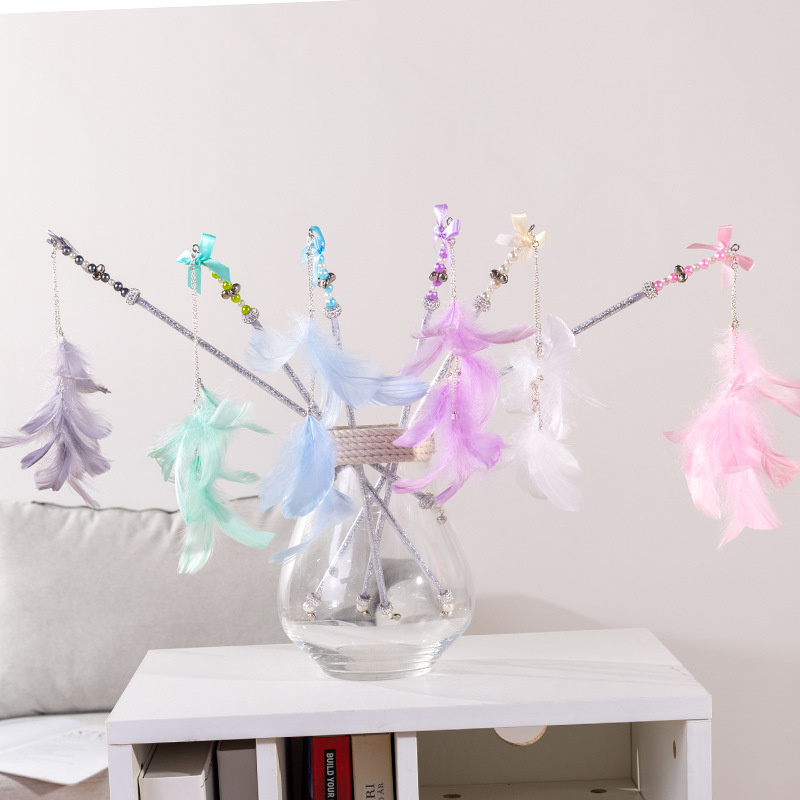 宠物用品可拆卸带铃铛羽毛逗猫棒耐抓耐损猫互动逗猫棒厂家代发