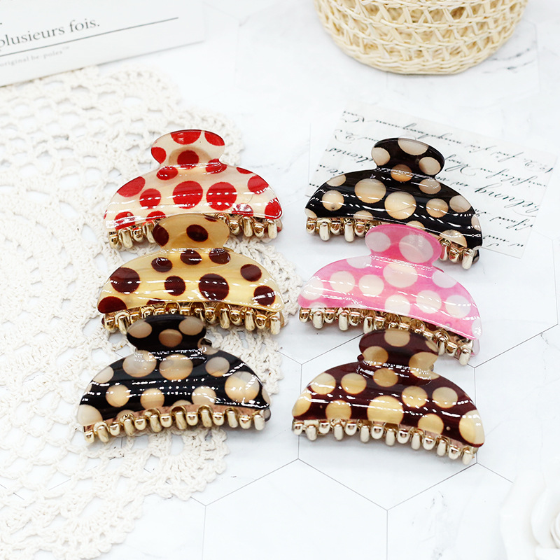 Korean Hair Accessories 7 Cm Acrylic Acetate Clip Women's Small Polka Dot Leopard Plate Hair Clip Wholesale 2 Yuan Store Specification drawing