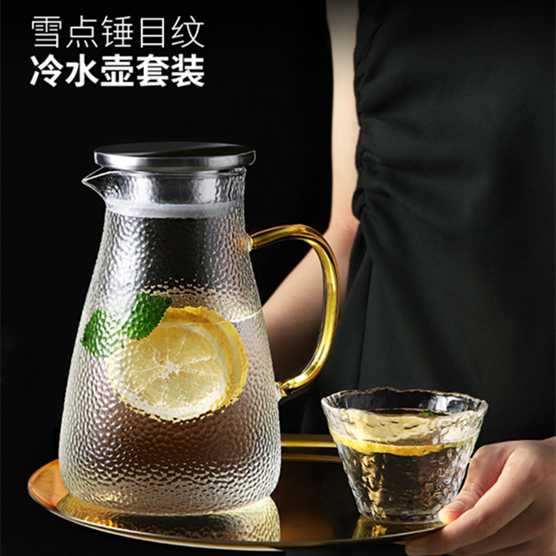 Thickened cold water kettle, high-temperature resistant glass water kettle, household large-capacity Nordic creative cold water cup and cold water kettle set Specification image
