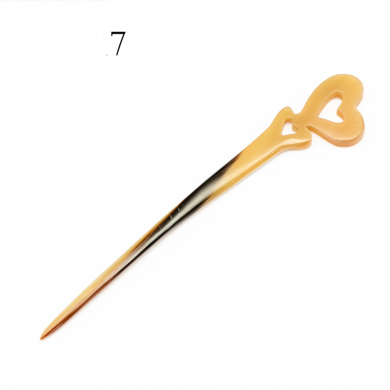 经典牛角发叉发饰/天然女式黄牛角发簪/手工打磨牛角簪子厂家直销细节图