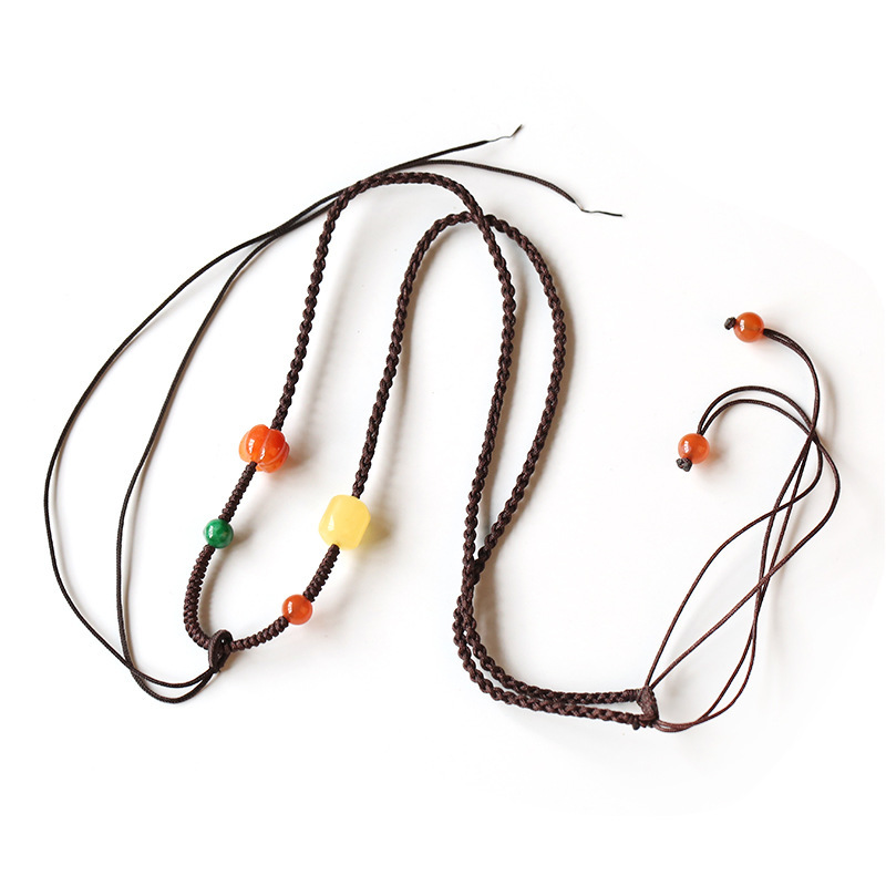 Original design of multi-necklace pendant rope, hand-woven necklace rope pendant, amber South red Item Picture