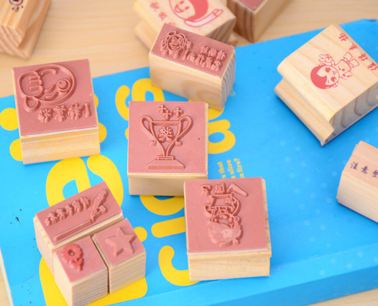 Cartoon Teaching encouragement seal Teacher's Comment Seal Teacher's Comment Seal in Chinese version, 16 pieces in large size Specification image