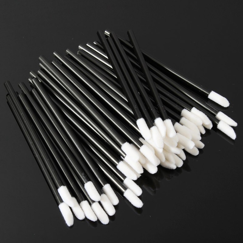 Wholesale of disposable lip brushes, black solid rod lip brush heads, 50-piece set of shanilak Specification image