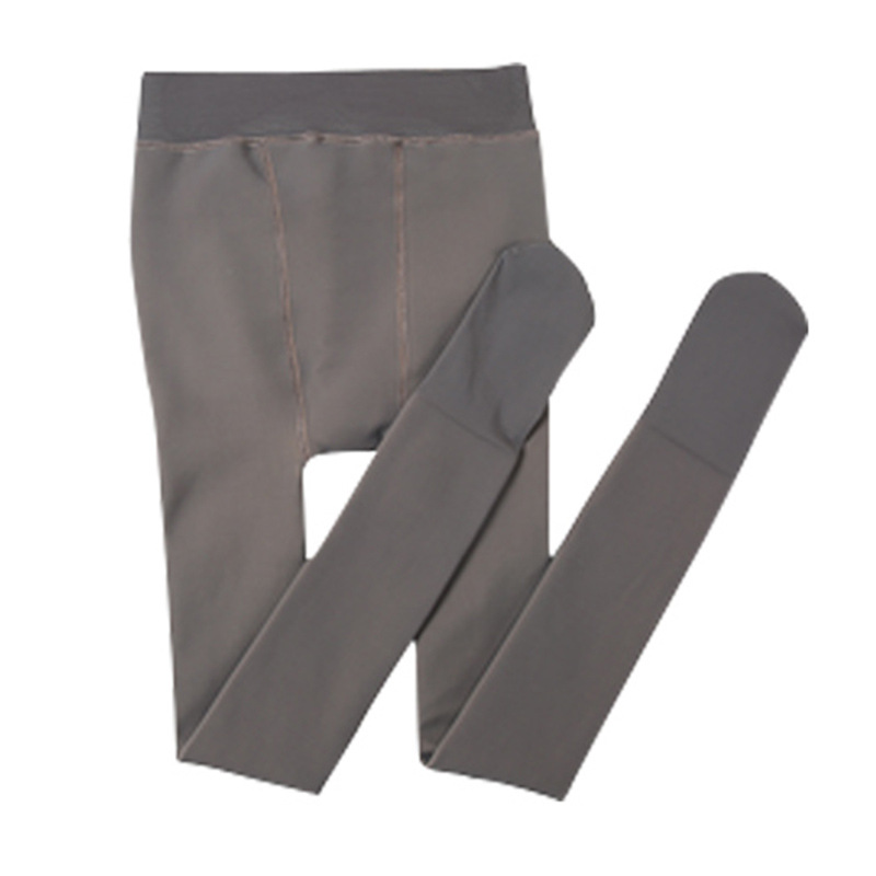 Flight Attendant Gray Black Skin Leggings Women Wear One Body Pants Autumn And Winter Plus Fleece Thick Thermal Pants Plus Fat And Extra Size Item Picture
