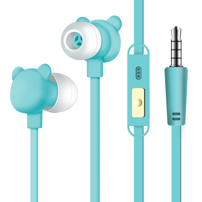 New foreign trade gift: Cute cartoon bear crystal box headphones, universal mobile phone voice headphones with microphone Item Picture
