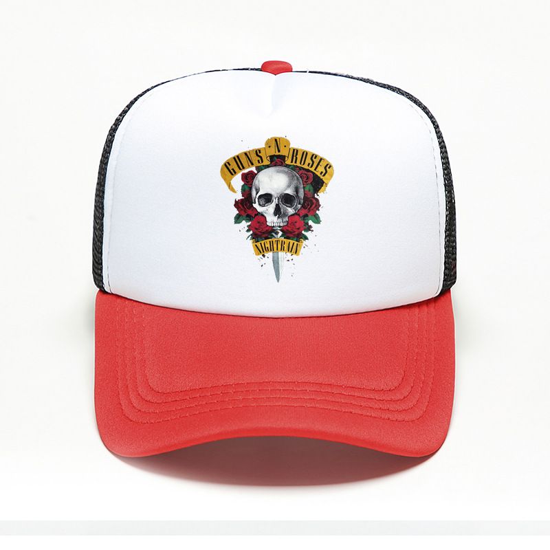 外贸款枪炮与玫瑰乐队Guns N' Roses海绵网棒球帽摇滚乐队帽定制详情图1