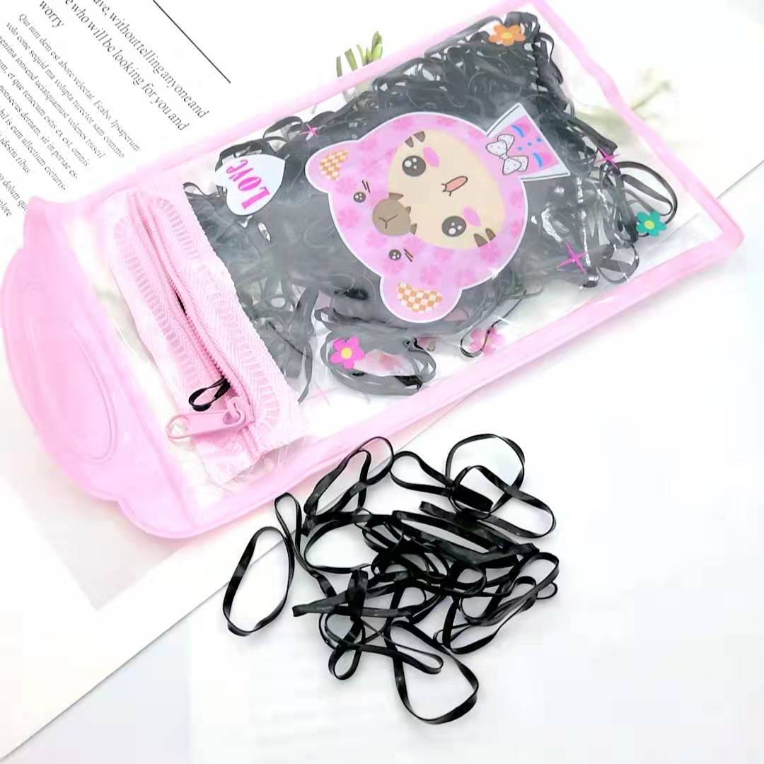 Disposable rubber bands that won't hurt children's hair, high-elasticity hair bands, colorful black hair ties, thickened small princess braids for adults Specification image