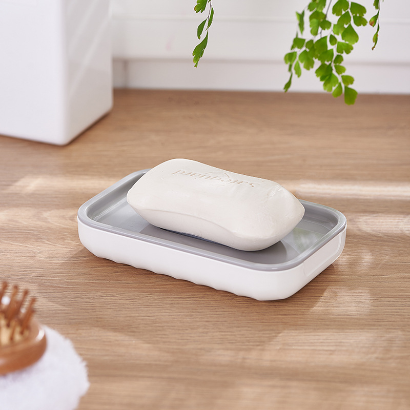 Double-layer split soap box, fashionable and creative wave-patterned soap box, simple anti-slip soap rack, soap tray Specification image