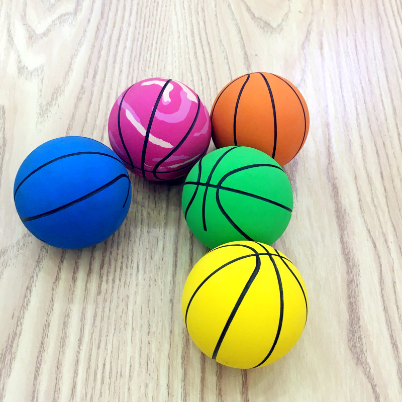 6CM迷你橡胶小篮球空心弹力球运球练习空心宠物训练高弹力橡胶球