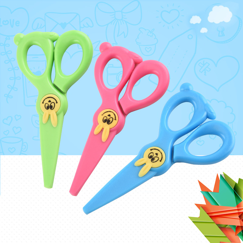 Children's scissors, paper-cutting, colorful and cute cartoon rabbits, plastic scissors that won't hurt hands, creative DIY student scissors Item Picture