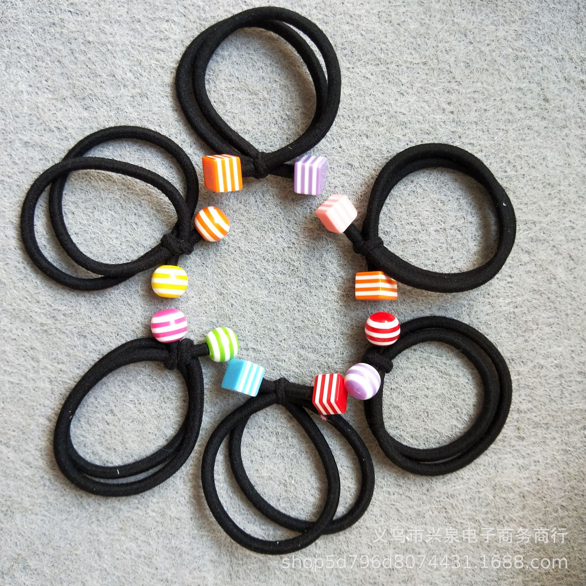 Dollar store rubber band color ball double thick rubber band head rope thick scrunchies 1 yuan store wholesale jewelry source wholesale Specification drawing