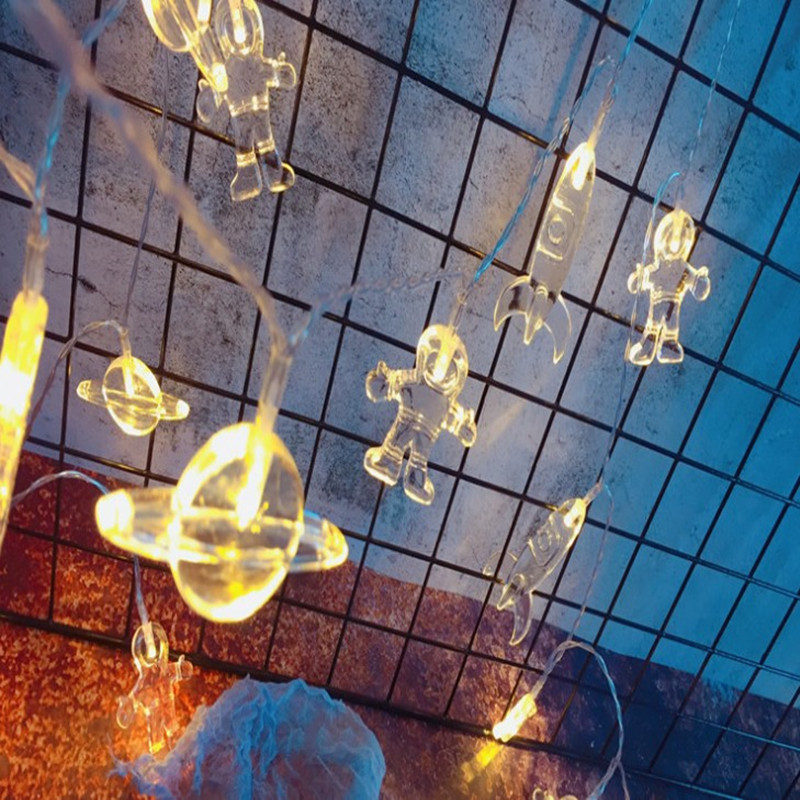 Cross-border best-selling led light strings, astronaut astronaut rocket space string lights, Christmas festival room decoration color lights Specification image