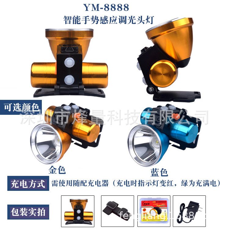 High-Power Lithium Battery Rechargeable Strong Head Light Led Inductive Fishing Light Outdoor Headlight Mining Light Item Picture