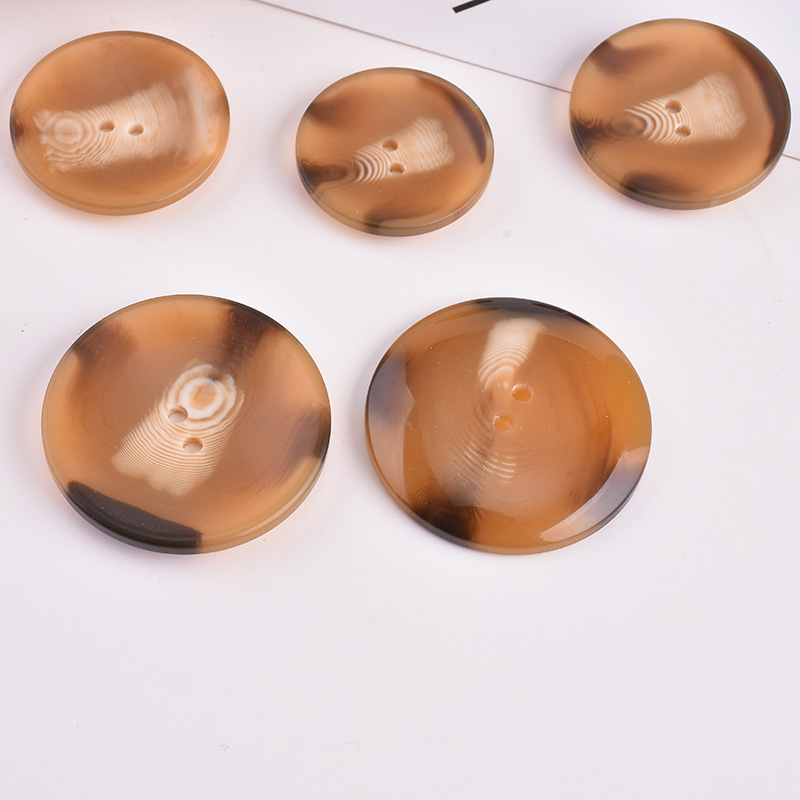 Coffee Brown Square Resin Eye Button Qq Child Personality Features Wood Grain Button Coat Trench Coat Decorated Buttons details Picture