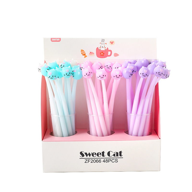 Zhongfan Stationery ZF2066 Sweet Cat Gel Pen Silicone animal-shaped student stationery Creative Factory Direct Sales Item Picture