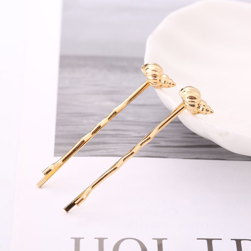 Nueva moda wind ocean collection shell starfish conch hairclip one word clip mujer tendencia side clip tocados wholesale Specification image