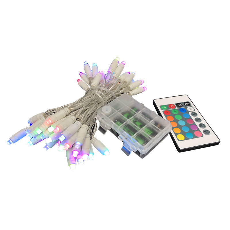 16-color LED Christmas light string, battery-powered outdoor waterproof light string with remote control, room party decoration color light Item Picture