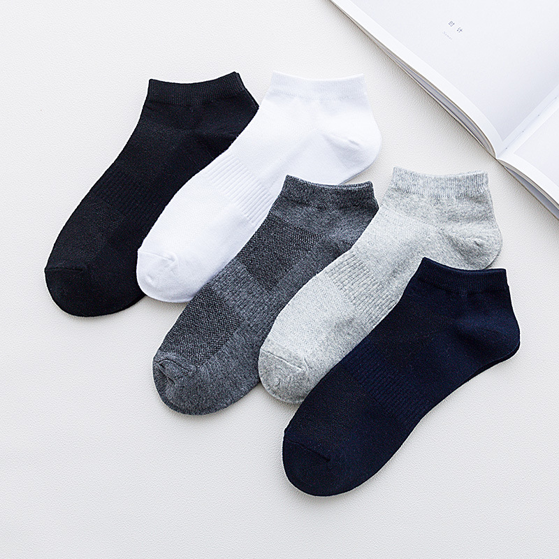 Mesh boat socks, men's solid color thin low-top socks, anti-odor, sweat-absorbing and breathable sports socks, solid color shallow mouth men's short socks details Picture
