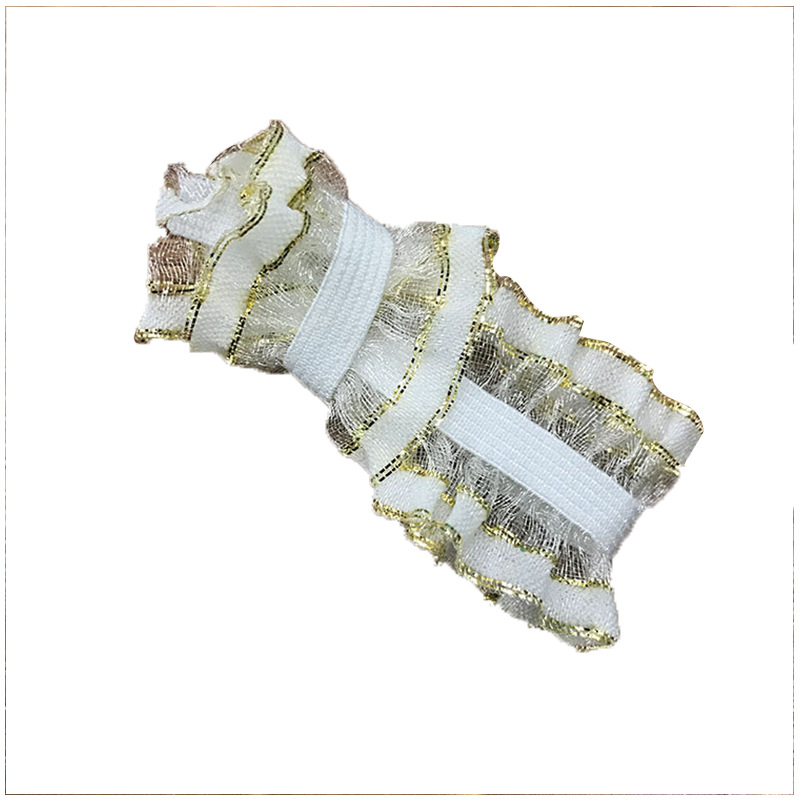 Wedding Wrist Strap Double Gold Lace Elastic Bridal Wrist Floral Dress Ribbon Textile Accessories Elastic Wedding Band Item Picture
