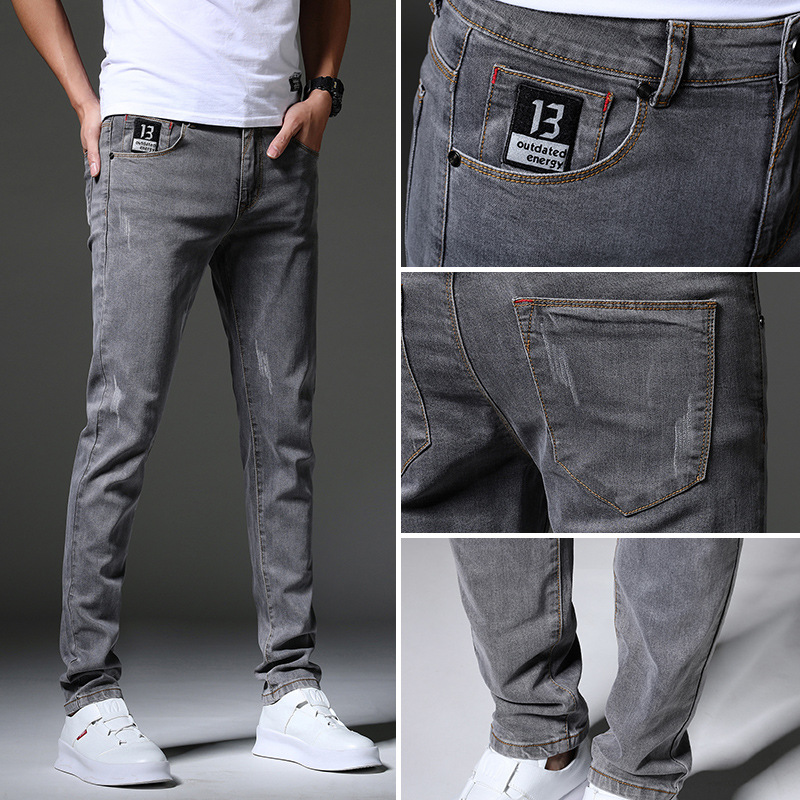 Spring and Autumn Stretch men's jeans, Korean-style slimming men's wear, versatile for small feet, 2022 new trendy and casual men's pants Specification image
