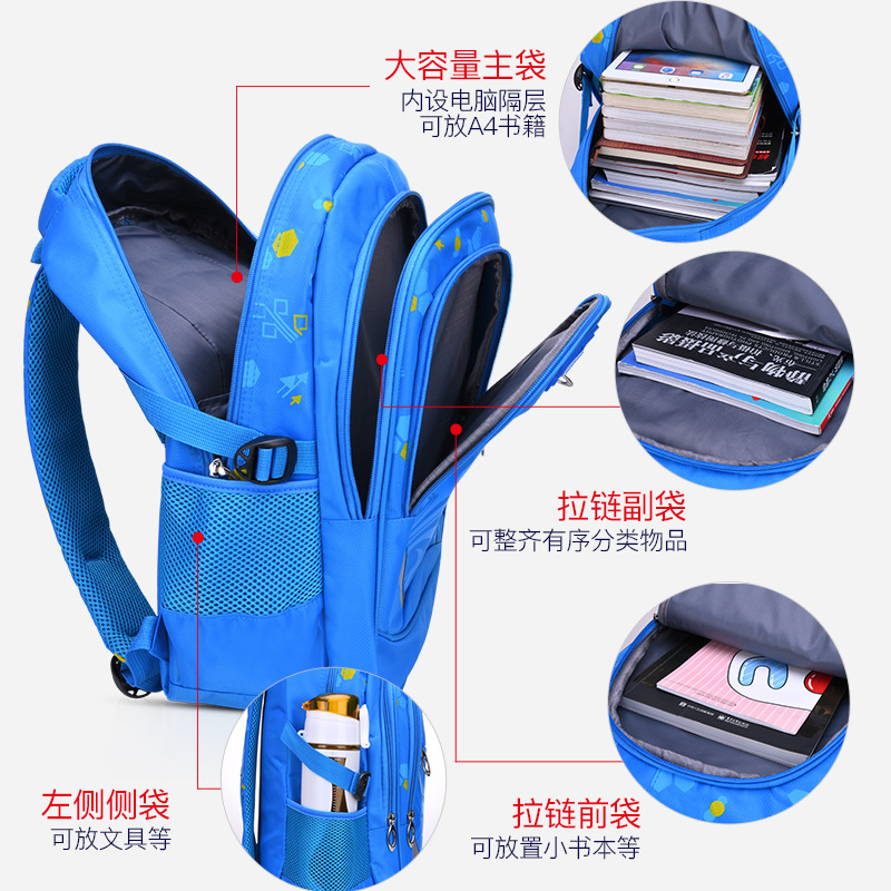 New primary school backpack with reverse strip, breathable, load-reducing and wear-resistant. Wholesale of primary school schoolbags with quality guaranteed. 2024 new schoolbags for both men and women details Picture